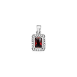 Ruby Rectangle Halo Pendant Necklace