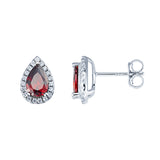 Ruby Teardrop Cubic Zirconia Earrings
