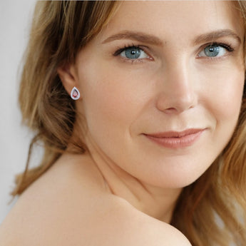 Ruby Teardrop Cubic Zirconia Earrings