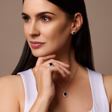 Sapphire Cubic Zirconia Silver Pendant Necklace