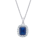 Sapphire Cubic Zirconia Silver Pendant Necklace