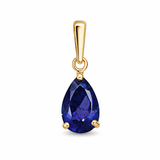 9ct Gold Sapphire Cubic Zirconia Pear Drop Pendant for Gold Necklaces