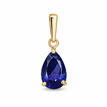 9ct Gold Sapphire Cubic Zirconia Pear Drop Pendant for Gold Necklaces