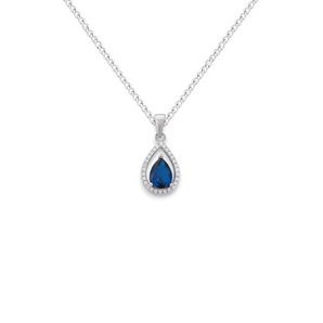 Sapphire Cubic Zirconia Teardrop Necklace