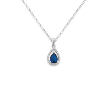 Sapphire Cubic Zirconia Teardrop Necklace