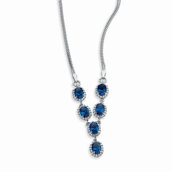 Sapphire Cubic Zirconia Silver Statement Drop Necklace