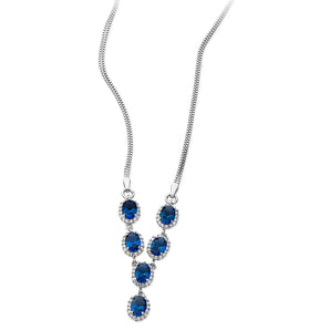 Sapphire Cubic Zirconia Silver Statement Drop Necklace