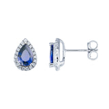 Sapphire Teardrop Cubic Zirconia Earrings