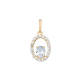 9ct Gold Cubic Zirconia Oval Pendant Necklace