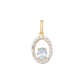 9ct Gold Cubic Zirconia Oval Pendant Necklace