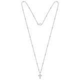 Silver Satellite Bead Necklace With Cross