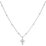 Silver Satellite Bead Necklace With Cross