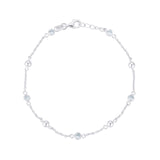 Sterling Silver Satellite Beaded Cubic Zirconia Bracelet
