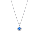 Sea Blue Cubic Zirconia Silver Pendant Necklace