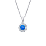 Sea Blue Cubic Zirconia Silver Pendant Necklace