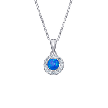 Sea Blue Cubic Zirconia Silver Pendant Necklace