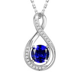 September Birthstone - Sapphire CZ Silver Infinity Pendant Necklace