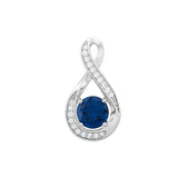 September Birthstone - Sapphire CZ Silver Infinity Pendant Necklace