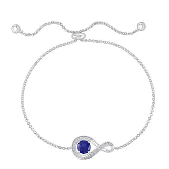 Sterling Silver September Birthstone Infinity Bolo Bracelet