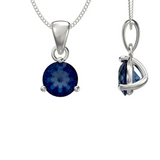 Sapphire Cubic Zirconia Silver pendant Necklace