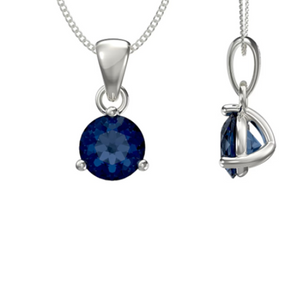 Sapphire Cubic Zirconia Silver pendant Necklace