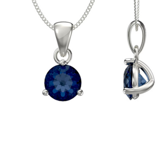 Sapphire Cubic Zirconia Silver pendant Necklace