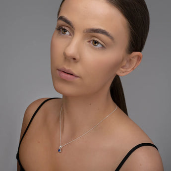 September Birthstone - Sapphire CZ Silver Pendant Necklace