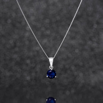 September Birthstone - Sapphire CZ Silver Pendant Necklace