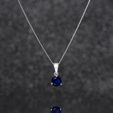 September Birthstone - Sapphire CZ Silver Pendant Necklace