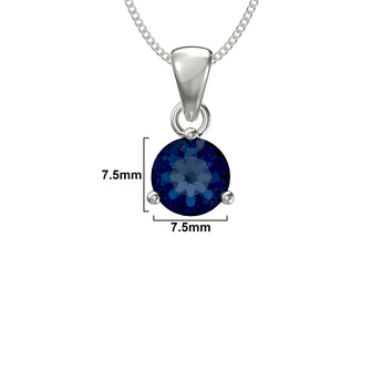 September Birthstone - Sapphire CZ Silver Pendant Necklace