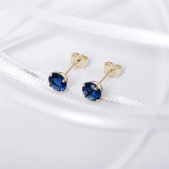 September Birthstone - Sapphire CZ 9ct Gold Stud Earrings