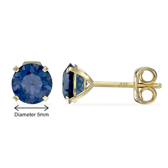 September Birthstone - Sapphire CZ 9ct Gold Stud Earrings