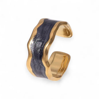 Amnesia Jewellery | Gold Plated Stainless Steel Serene Wave Ring