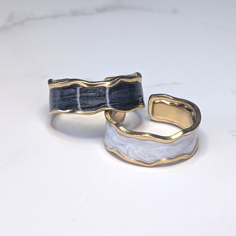 Amnesia Jewellery | Gold Plated Stainless Steel Serene Wave Ring