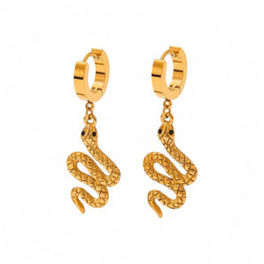 Amnesia Jewellery | Gold Plated Stainless Steel Serpent Huggie Hoops