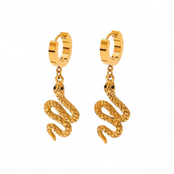 Amnesia Jewellery | Gold Plated Stainless Steel Serpent Huggie Hoops