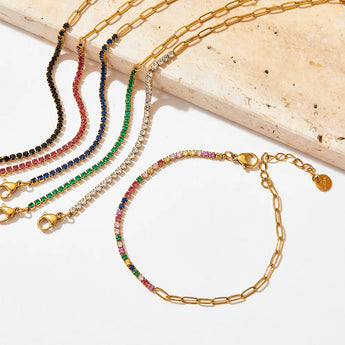 Amnesia Jewellery | Gold Plated Cubic Zirconia Shania Tennis Bracelet