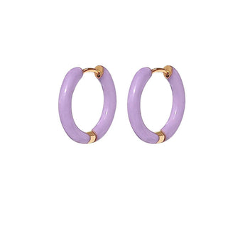 Amnesia Jewellery | Purple Enamel Sharna Hoop Earrings