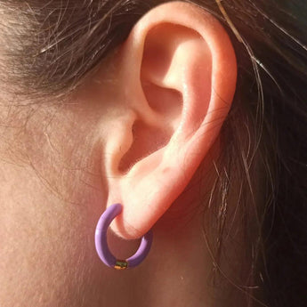 Amnesia Jewellery | Purple Enamel Sharna Hoop Earrings
