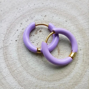 Amnesia Jewellery | Purple Enamel Sharna Hoop Earrings