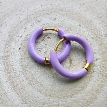 Amnesia Jewellery | Purple Enamel Sharna Hoop Earrings