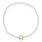 Amnesia Jewellery | Gold Plated Stainless Steel Sharna Paperclip Chain Necklace. Our 20" Sharna Twisted Paperclip Necklace is made from gold plated stainless steel with purple enamel and sailors clasp. Tarnish Free and Waterproof. Shop now for quality Jewellery/Jewelry!