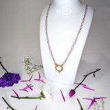 Amnesia Jewellery | Gold Plated Stainless Steel Sharna Paperclip Chain Necklace. Our 20" Sharna Twisted Paperclip Necklace is made from gold plated stainless steel with purple enamel and sailors clasp. Tarnish Free and Waterproof. Shop now for quality Jewellery/Jewelry!