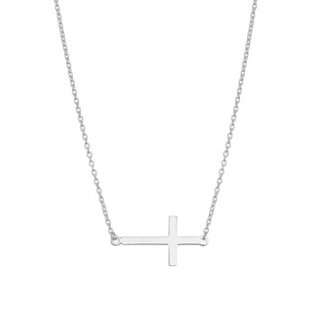 Sterling Silver Side Cross Necklace