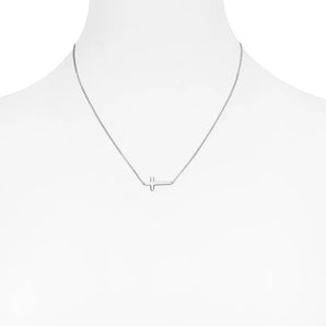 Sterling Silver Side Cross Necklace