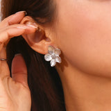 Amnesia Jewellery | Gold Plated Stainless Steel Azalea Flower Earrings