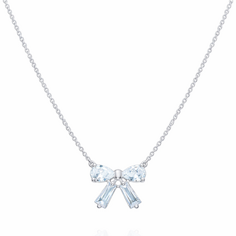 925 Sterling Silver Cubic Zirconia Bow Necklace