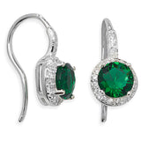 Silver Emerald CZ Drop Earrings