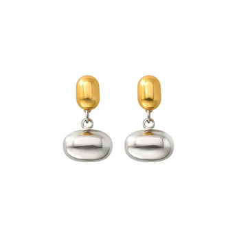 Amnesia Jewellery | Gold Plated Stainless Steel Bean Droplet Earrings