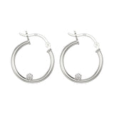 Sterling Silver Hoop Earrings with Cubic Zirconia